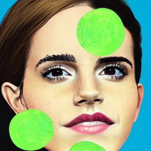 Prompt: portrait of emma watson but her skin is avocado skin