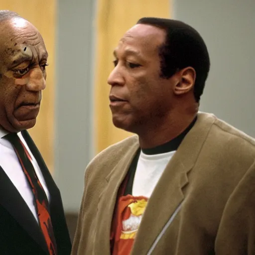 Image similar to bill cosby and oj simpson in a prison cell together, award winning, 8k