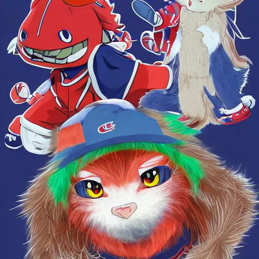 Image similar to anime Portrait of Youppi the Habs Montreal Canadiens Mascot as a very cute powerful and friendly pokemon, highly detailed anime, high evolution, 1990s, legendary, smooth, sharp focus, dynamic lighting, intricate, trending on ArtStation, illustration pokemon, art by WLOP