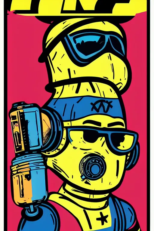 Image similar to fallout 7 6 retro futurist illustration art by butcher billy, sticker, colorful, illustration, highly detailed, simple, smooth and clean vector curves, no jagged lines, vector art, smooth andy warhol style