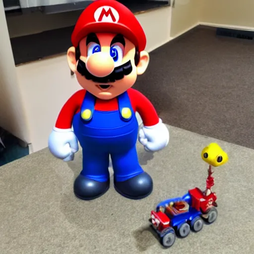 Prompt: mario doing his job by doing plumber work