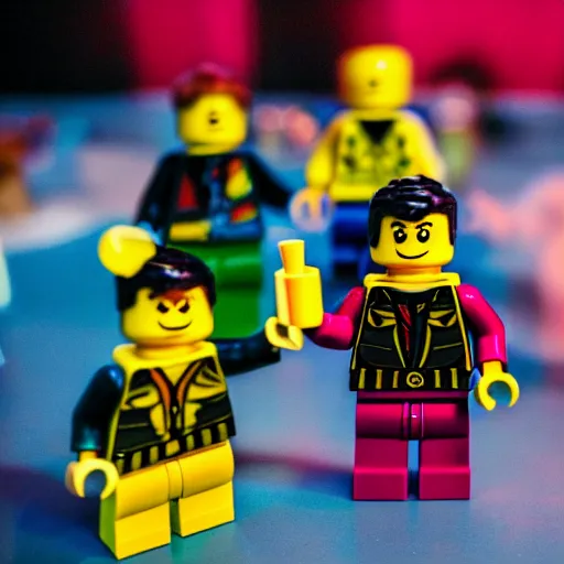 Prompt: A photo of a lego minifigures partying at a rave, photography, award winning, 8K