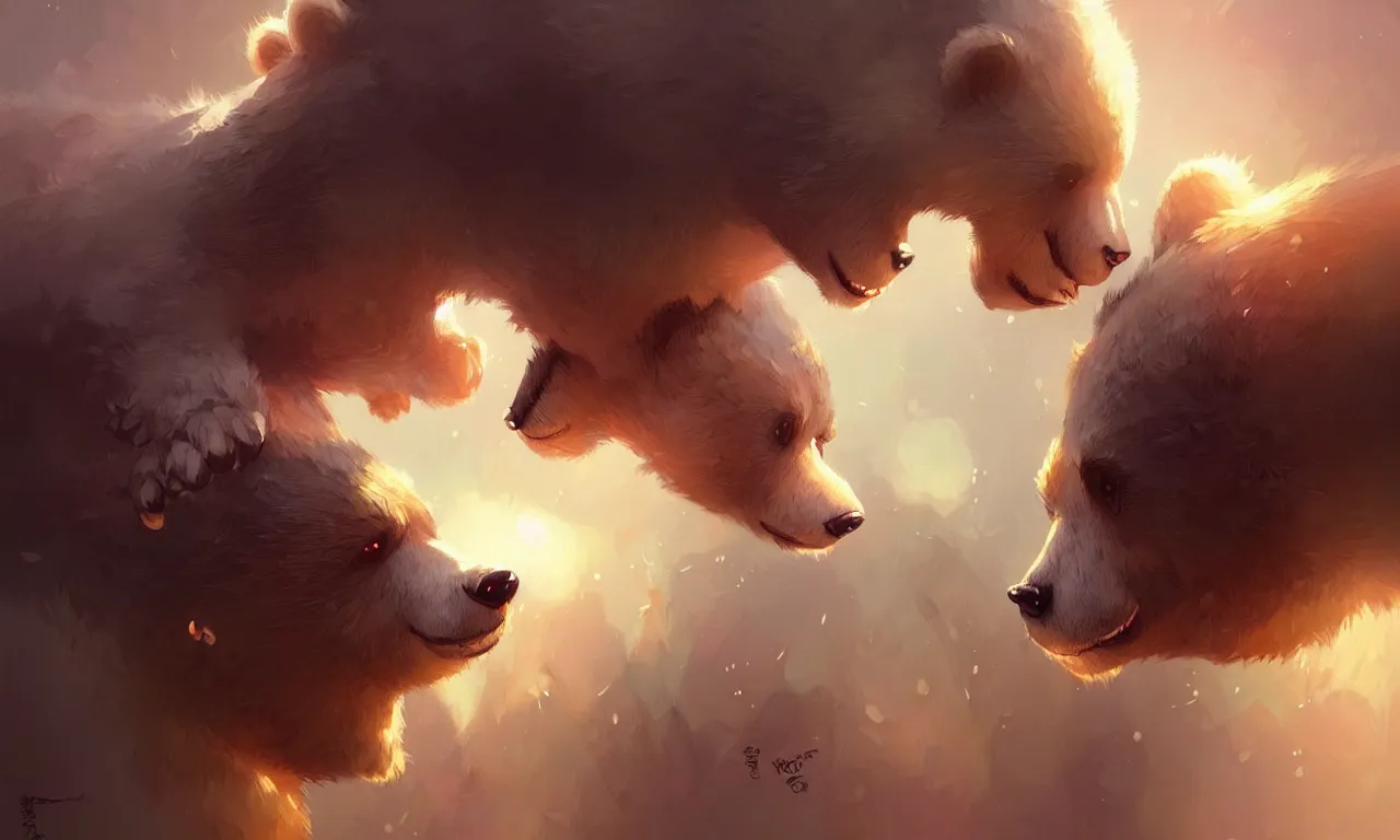 Image similar to cute cartoon bear, sharp focus, illustration, highly detailed, digital painting, concept art, matte, art by wlop and artgerm and greg rutkowski and alphonse mucha, masterpiece