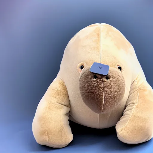 Image similar to a walrus plush. beautifully made, detailed, cute, soft. high quality, studio lighting, product image