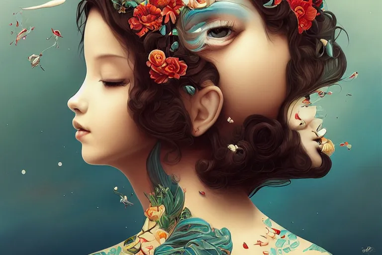 Image similar to lullaby by ross tran, detailed painting, pop surrealism, a vivid landscape, a simple vector based illustration, minimalist, an ultrafine detailed painting by rafal olbinski, airbrush art, artgerm, very detailed, skeuomorphic, behance contest winner