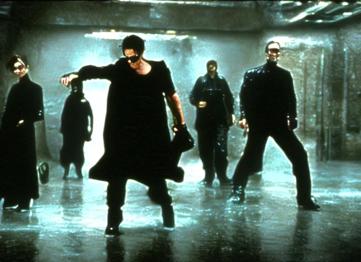 Image similar to scene from the 1989 science fiction film The Matrix