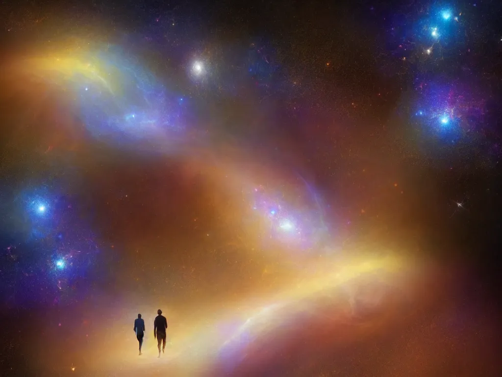 Prompt: a human emitting an aura walking through a dust storm while normal and exponential curves from the universe flow through them, digital art, trending on art station, many smooth curves, inspiring, high resolution, normal distributions, exponential distributions, graph signals, seen through the hubble telescope, james webb telescope