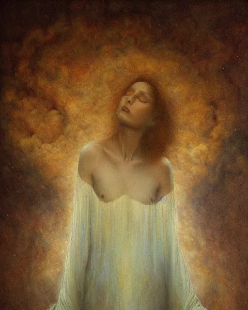 Image similar to etheric transfiguration, beautiful oil painting by Agostino Arrivabene,