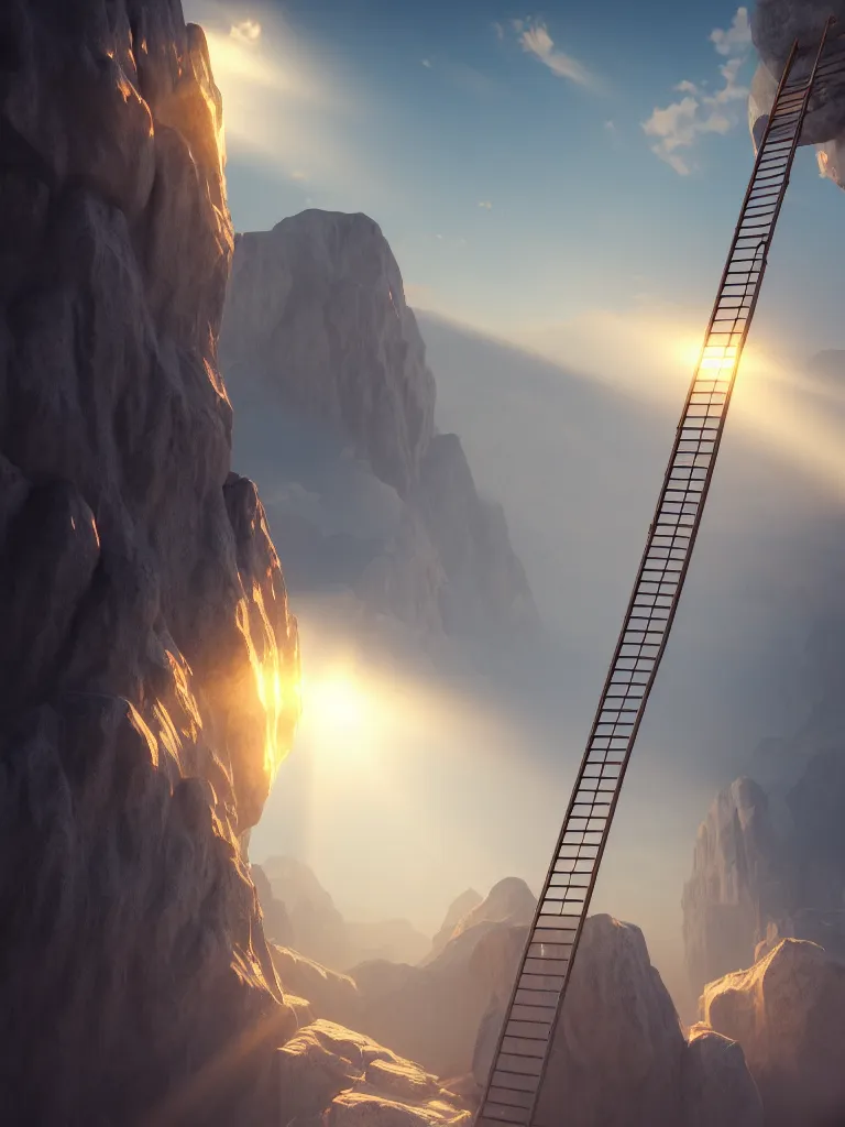 Image similar to ladder to heaven, artstation, volumetric light, high detail, perfect, concept art, 8 k