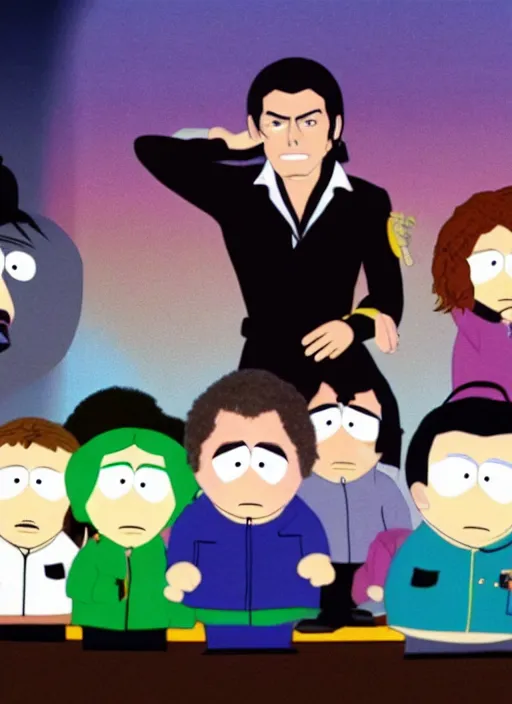 Image similar to film still of michael jackson as a guest on south park, 4k