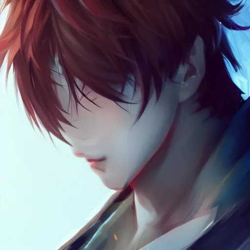 Prompt: detailed beautiful male character art of a protagonist, jimin on amino by sakimichan patreon, wlop, weibo high quality art on artstation