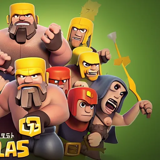 Image similar to clash of clans does a crossover event with fall guys, epic, pixar cartoon style