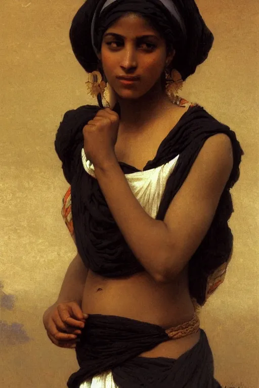 Prompt: black woman in an egyptian costume, painting by william adolphe bouguereau