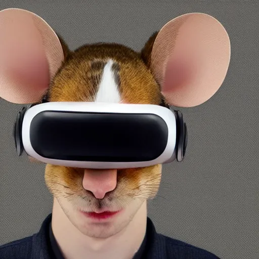 Image similar to a cute mouse wearing a vr headset, photography, 1 7 mm, f / 1 6, award wining photography, close up, soft lighting