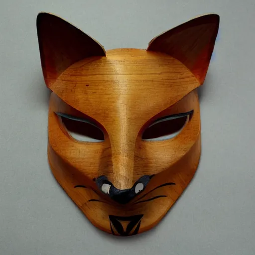 Prompt: beautiful kitsune wooden mask