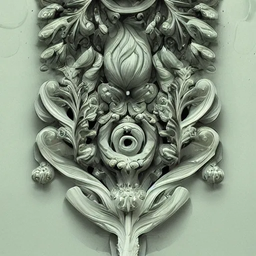 Prompt: beautiful classical holy decorative ornament, sacred crystal, acanthus scrolls, lilies, ivy, energy, geometry, bones, petals, flowers, stems, ceremonial clouds, fibonacci rhythm, artstation, art germ, wlop