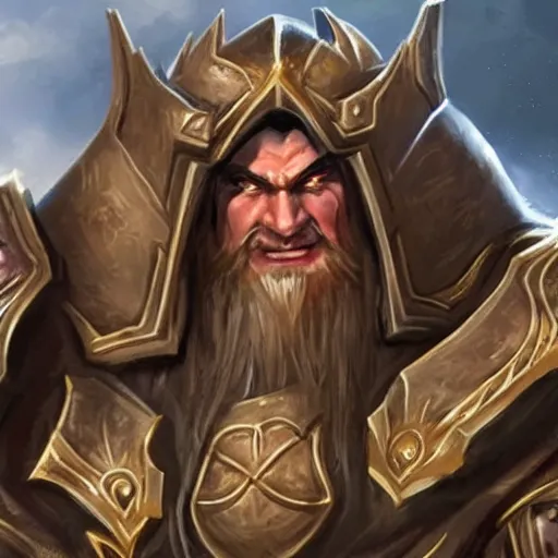 Image similar to big chin gigachad wearing lich king armor