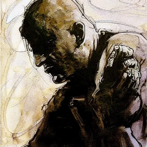 Image similar to sandman, morpheus, paint by Guy Denning