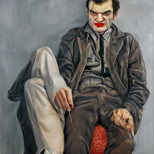 Image similar to high quality high detail painting by lucian freud, hd, portrait of vampire tarantino