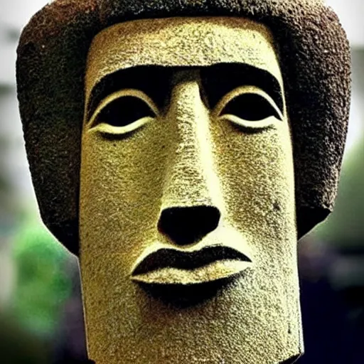 Image similar to easter island head that looks like bob dylan