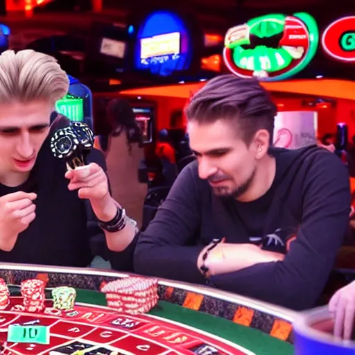 Image similar to gigachad xqc gambling : : realistic : : 1 dslr : : 1 - - quality 2