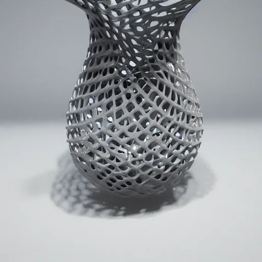 Prompt: 3d printed vase, Voronoi, parametric design