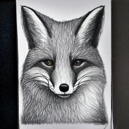 Image similar to a fox inside a box, pencil drawing, award winning, highly detailed