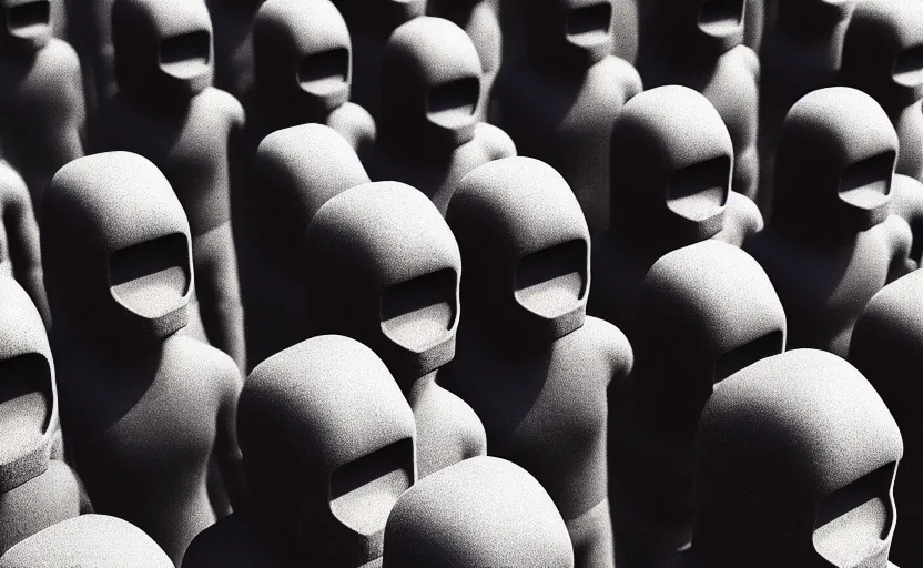 Image similar to cinestill 5 0 d photographic portrait by helen levitt of a group of android women wearing rugged black mesh techwear in a cement maze, extreme closeup, modern cyberpunk, minimalism, dust storm, 8 k, hd, high resolution, 3 5 mm, f / 3 2, ultra realistic faces, intricate detail, ex machina