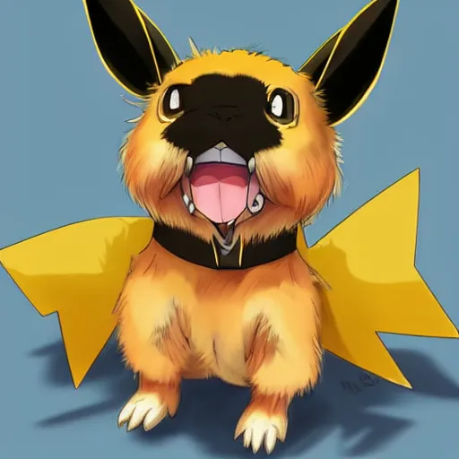 Prompt: A hybrid of pikachu and a blond terrier!!!!! anime art, pokemon, digital art, detailed, award winning