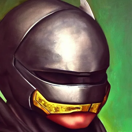 Prompt: a realistic painting by Michaelangelo depicting the Kamen Rider with the head of the symbiotic Batman in the Renaissance,smooth,Sharp focus,high detailed,high resolution,fine art, trending on Artstation.