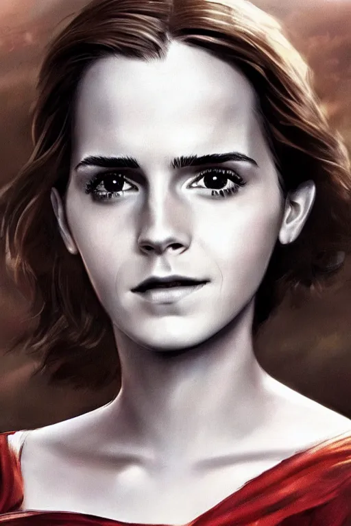 Image similar to a fancy close up of Man of Steel cast as Emma Watson by Greg Rutkowski, full body shot