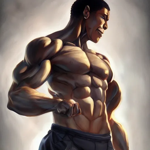 Image similar to anime portrait of obama as a muscular anime boy by stanley artgerm lau, wlop, rossdraws, james jean, andrei riabovitchev, marc simonetti, and sakimichan, trending on artstation