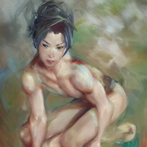 Prompt: muscular tatsumaki by daniel gerhartz, trending on art station