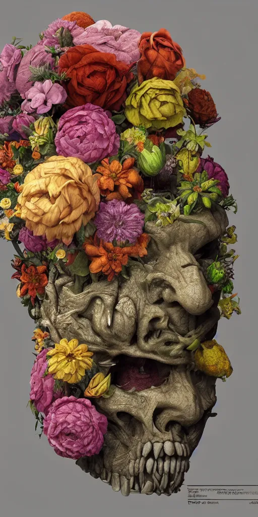 Prompt: grotesque flower , ultradetailed, ultrarealistic, octane render by Giuseppe Arcimboldo