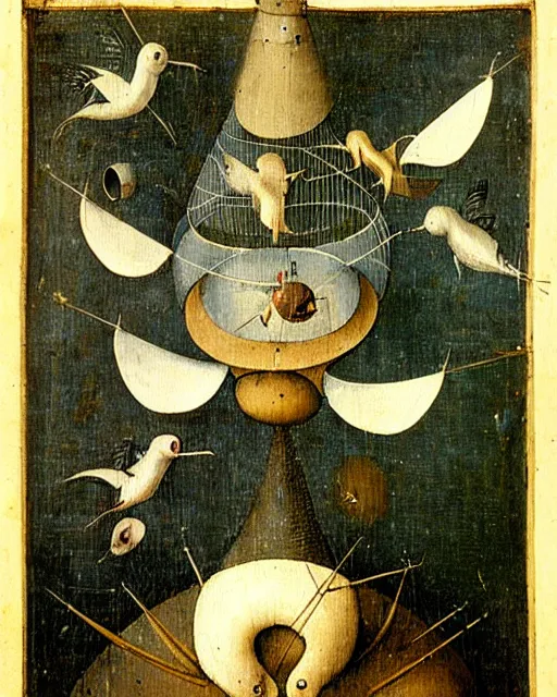 Image similar to hieronymus bosch's funnel bird