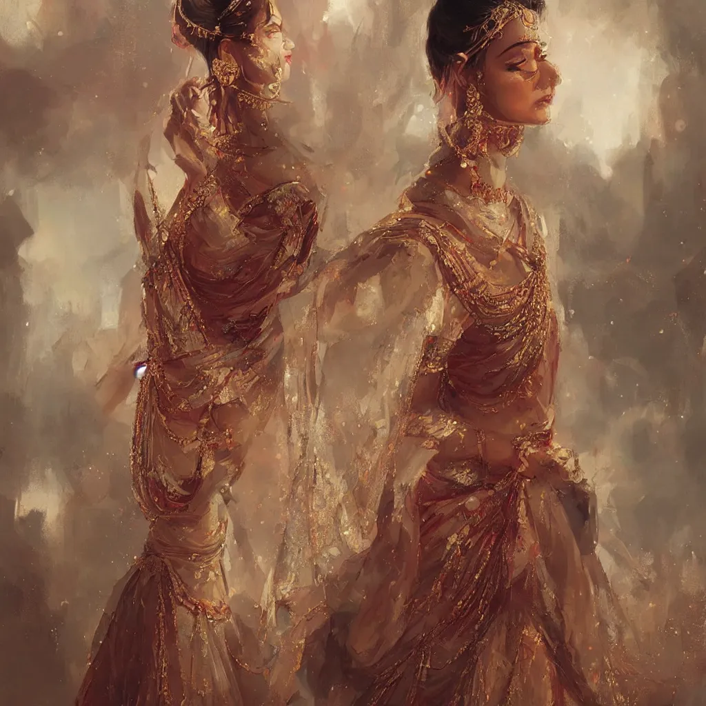 Image similar to an art of an elegant hindu princess, extremely detailed art by greg rutkowski