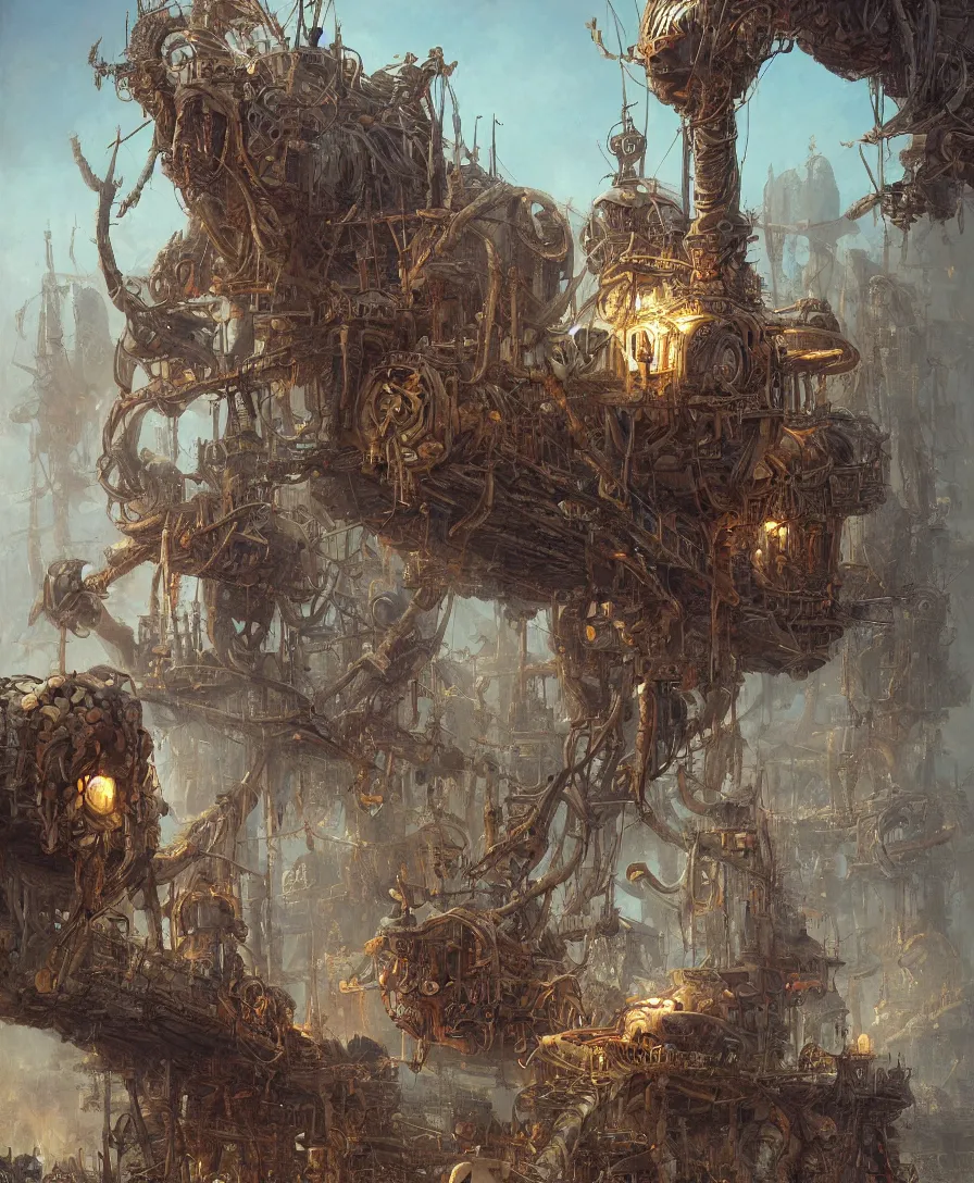 Prompt: skull and bones, illustrated by Simon Stålenhag and Gaston Bussiere, intricate, ultra detailed, photorealistic, trending on artstation