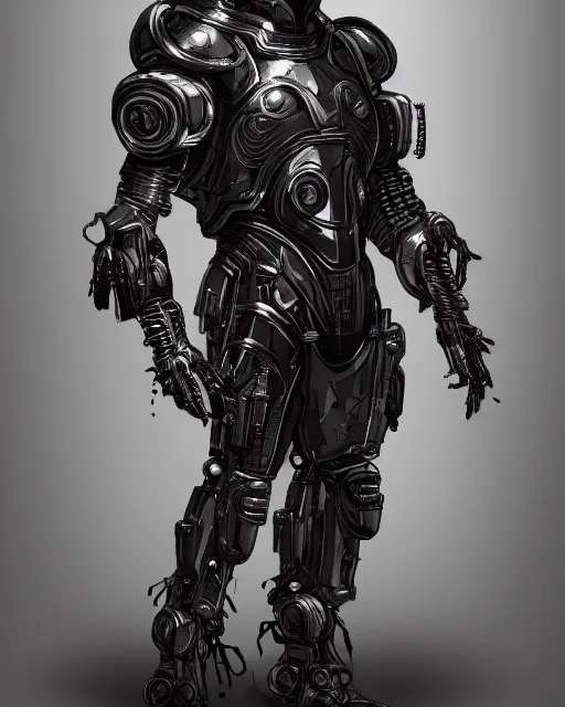 Prompt: a portrait of a evil armour dancing techno - style, cyberpunk concept art, trending on artstation, highly detailed, intricate, sharp focus, digital art, 8 k