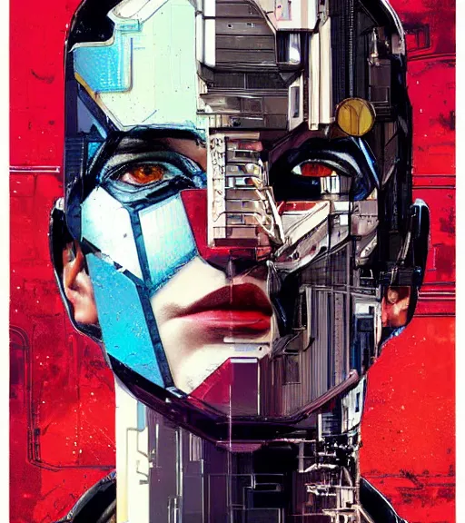 Image similar to portrait of a male android, by MARVEL comics and Sandra Chevrier