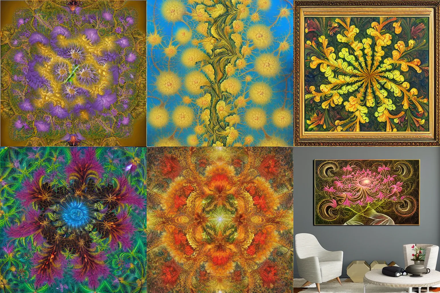 Prompt: recursive fractal renaissance flower oil painting