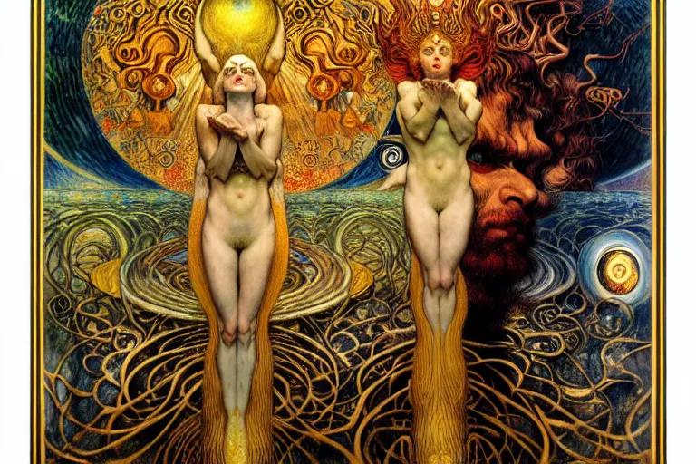 Image similar to Divine Chaos Engine by Karol Bak, Jean Delville, William Blake, Gustav Klimt, and Vincent Van Gogh, symbolist, visionary