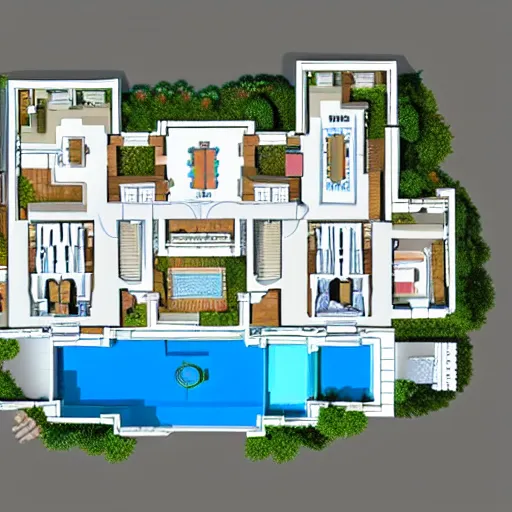 Prompt: floor plan of a villa