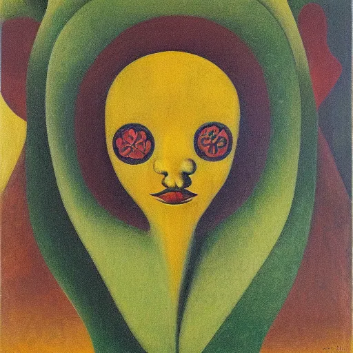 Image similar to floral face portrait by leonetto cappiello and wojciech siudmak and ernst fuchs, anni albers, oil on canvas