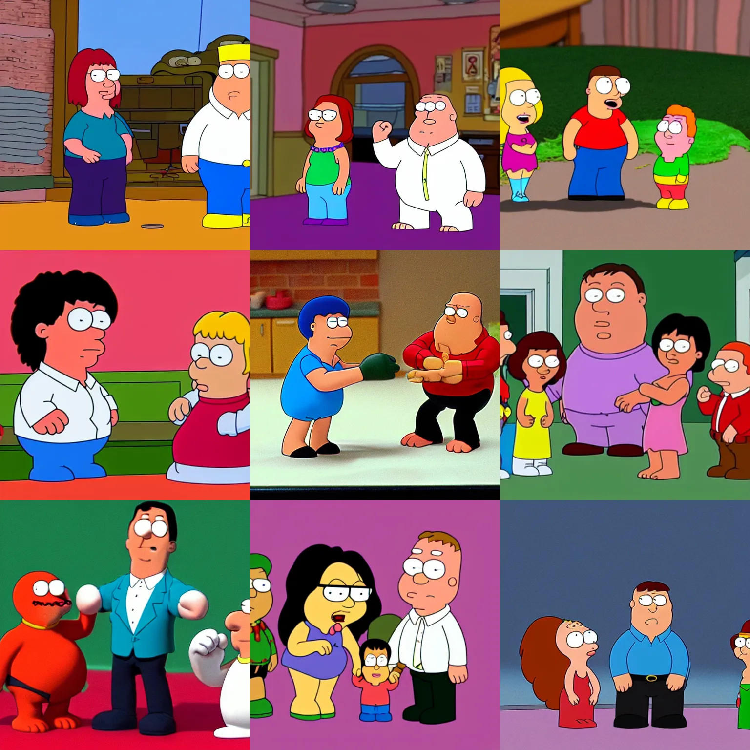 Prompt: claymation of family guy
