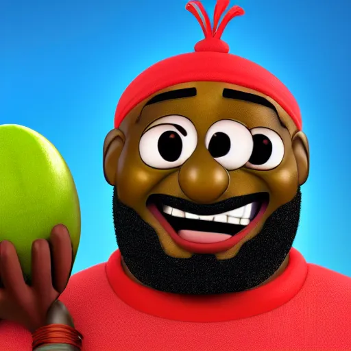 Prompt: still of a character from veggietales who looks like lebron james, veggietales episode and style, 8 k, 4 k, high quality, hyperdetailed