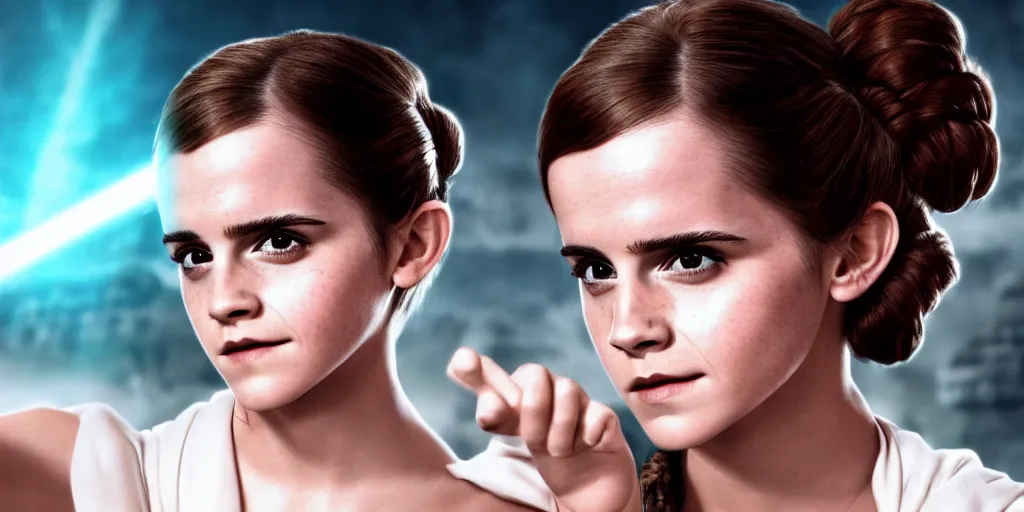 Image similar to Emma Watson as Princess Leia, 4k wallpaper, movie poster, cinematic