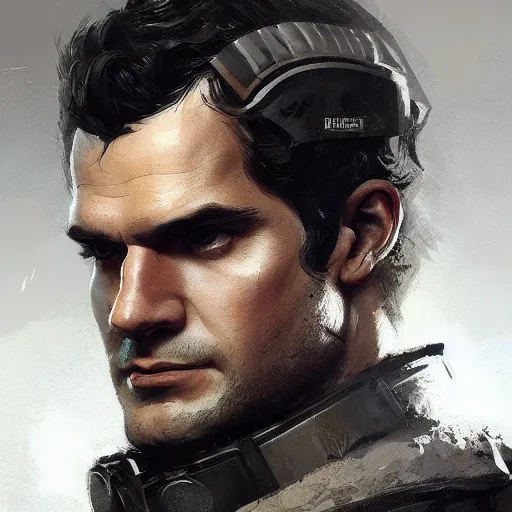 Prompt: portrait of a man by greg rutkowski, he looks like henry cavill, he is wearing a dieselpunk tactical armor gear, highly detailed portrait, digital painting, artstation, concept art, smooth, sharp foccus ilustration, artstation hq