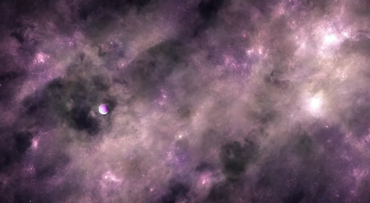 Prompt: a beautiful deep purple planet floating in the vast emptiness of space