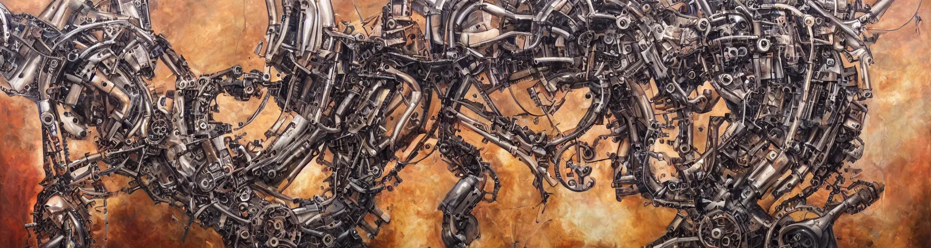 Image similar to mechanical arm reaching the heart of a human, oil painting, hyper detailed