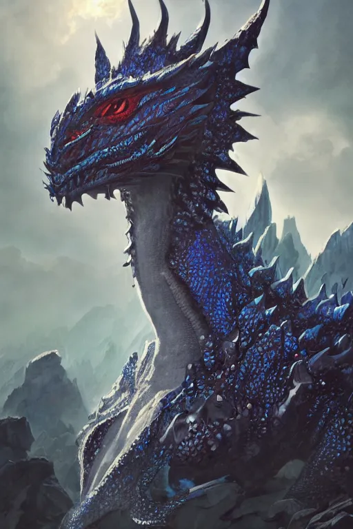 Image similar to a fancy portrait of an attractive dragon women with blue dragon scales by Greg Rutkowski, Sung Choi, Mitchell Mohrhauser, Maciej Kuciara, Johnson Ting, Maxim Verehin, Peter Konig, final fantasy , mythical, 8k photorealistic, cinematic lighting, HD, high details, atmospheric,